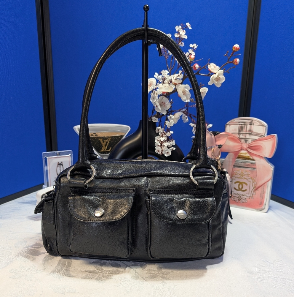 Armani Jeans Y2K Mobwife Black Leather Handbag